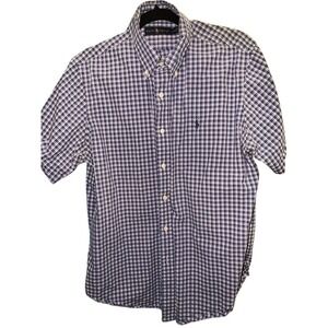 Ralph‎ Lauren Polo Short Sleeve Shirt Mens Blue White Gingham Check Large